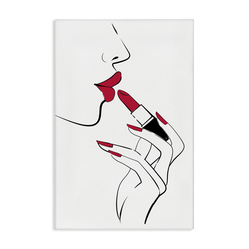 Art mural sur toile, "Red Lips" par Martina Pavlova, H 36 po x l 24 po