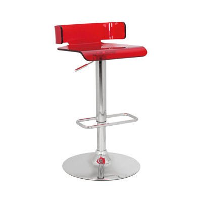 Acrylic Adjustable Stool With Swivel In Chrome Finish