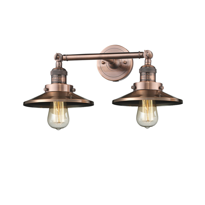 Éclairage pour salle de bain à intensité variable 2 lumières Gault, Ampoule DEL 6 watts Vinage, Cuivre antique