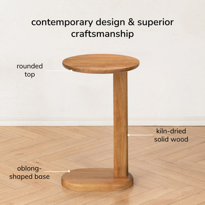 Veta Solid Wood C Shaped Side Table