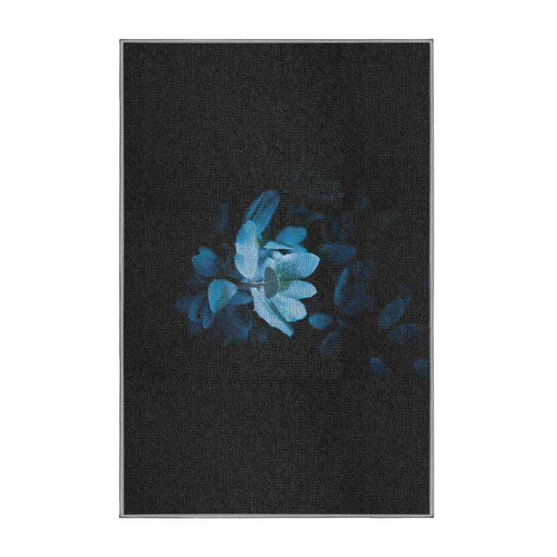 Tapis noir fleurs avec fond 56, Rectangle 4 pi x 6 pi