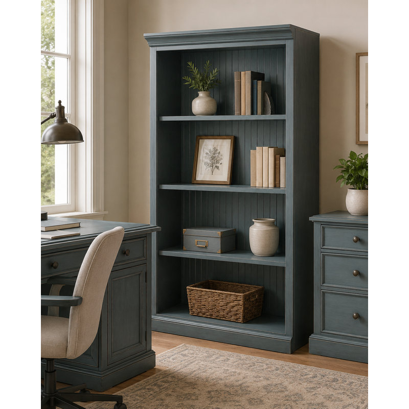 Bibliothèque standard Sherita, Bleu foncé européen, (3 tablettes) H 60 po x l 32 po x P 14,25 po