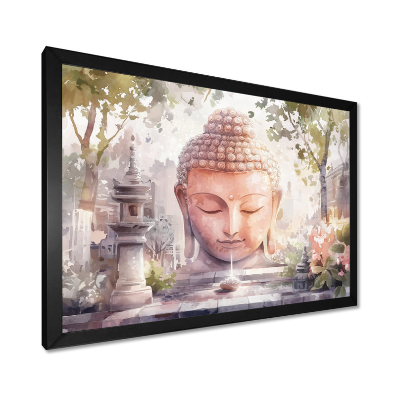 Divine Echoes Of Buddhism II - Bouddhisme, art mural salon, H 12 po x l 20 po, Reproduction encadrée, Noir
