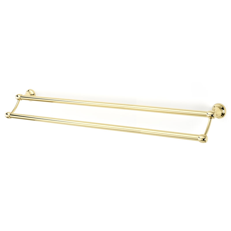 Royale 2 Double Wall Mounted Towel Bar, Polished Brass