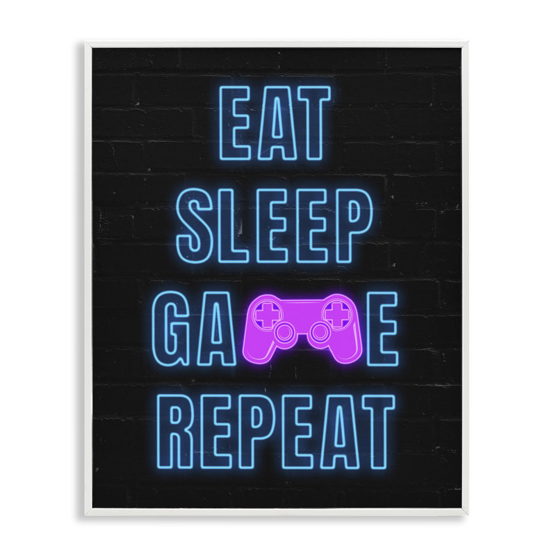 «Neon Gamer Lifestyle», estampe numérique encadrée par Nina Blue, Estampe numérique encadrée blanc bord de mer