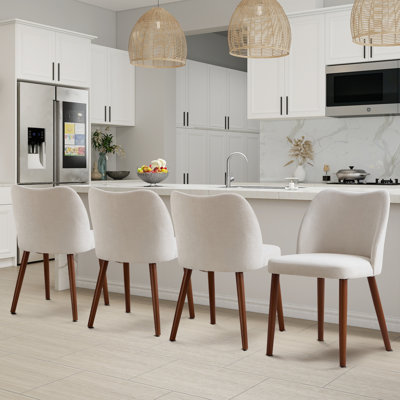 48cm Wide Modern Upholstered Dining Chair with Solid Wood Legs (Set of 4)