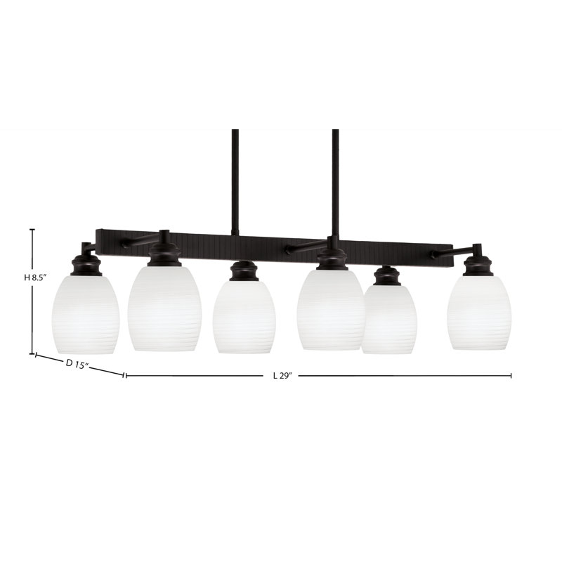 Barre d'éclairage 6 lumières Edge avec verre de lin blanc 5 po, Espresso