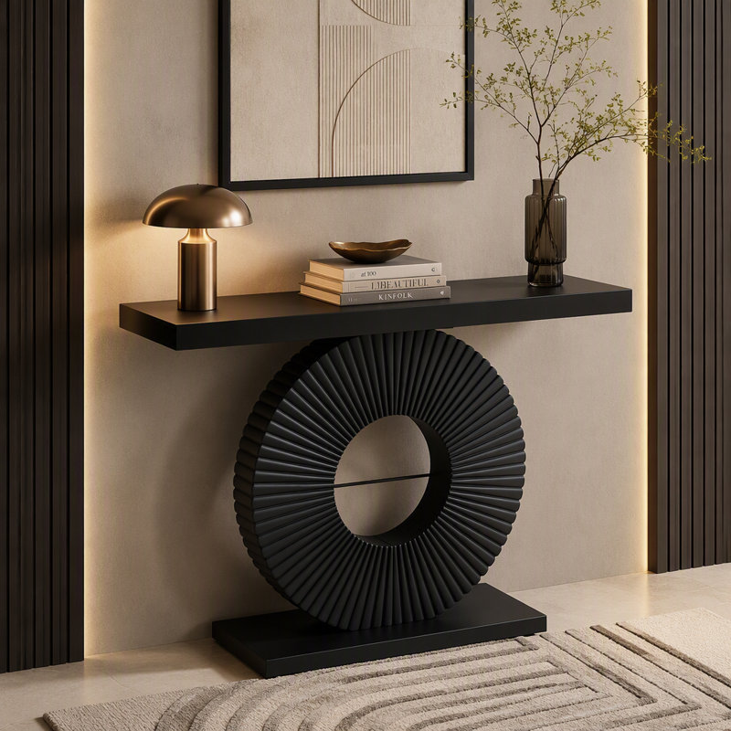 Canapé moderne en bois avec base géométrique, Noir