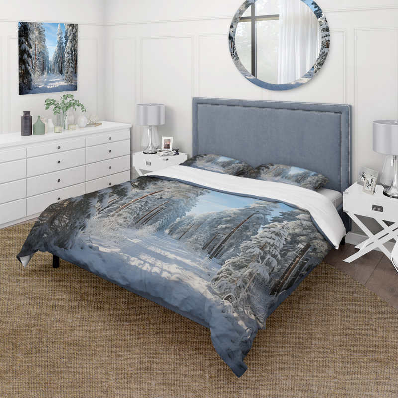 Ensemble de housse de couette en microfibre / polyester Winter Snowy Evergreen III Bedding