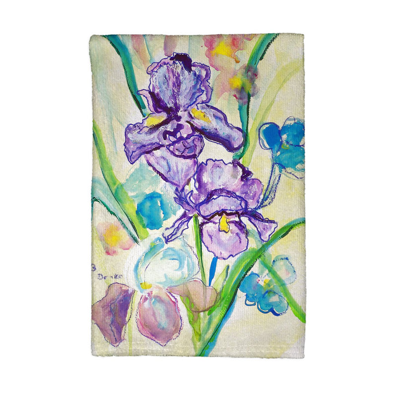 2 serviettes à main irises
