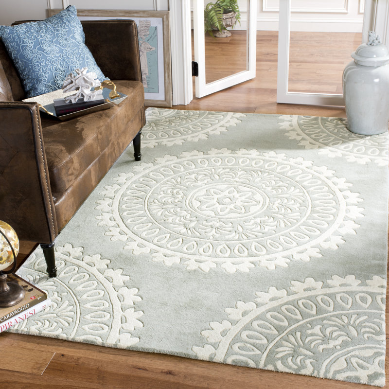 Seaton Rectangle Floral Wool Hand Woven Area Rug, Rectangle 183 x 274 cm
