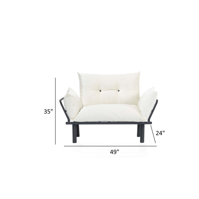 Ewald Upholstered 49'' Sofa, Cream Microfiber/Microsuede