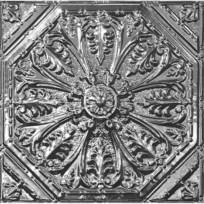 Carreau de plafond en étain argenté 1,98 pi x 1,98 pi