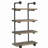 Black and vintage oak four-tier wall-mounted shelf