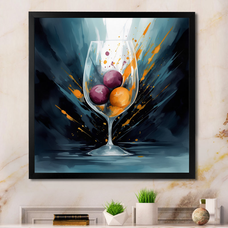 Verre de cognac Glam III - impression, H 16 po x l 16 po x P 1 po, Cadre photo noir