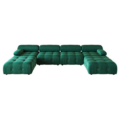 Canapé avec méridienne cylindrique réversible en velours de 138,6 po Cylar