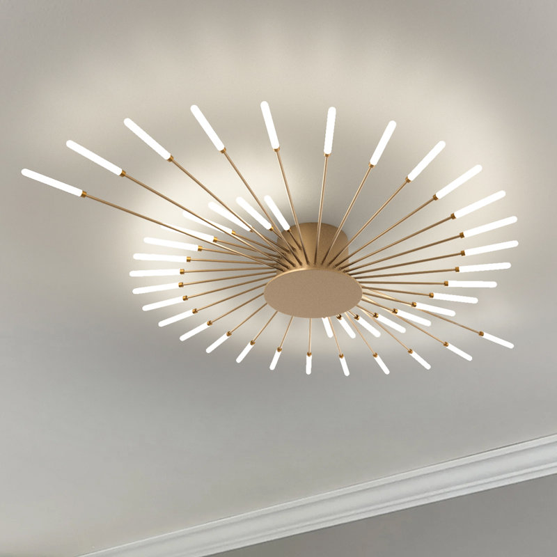Acrylic LED Semi Flush Mount,  Gold