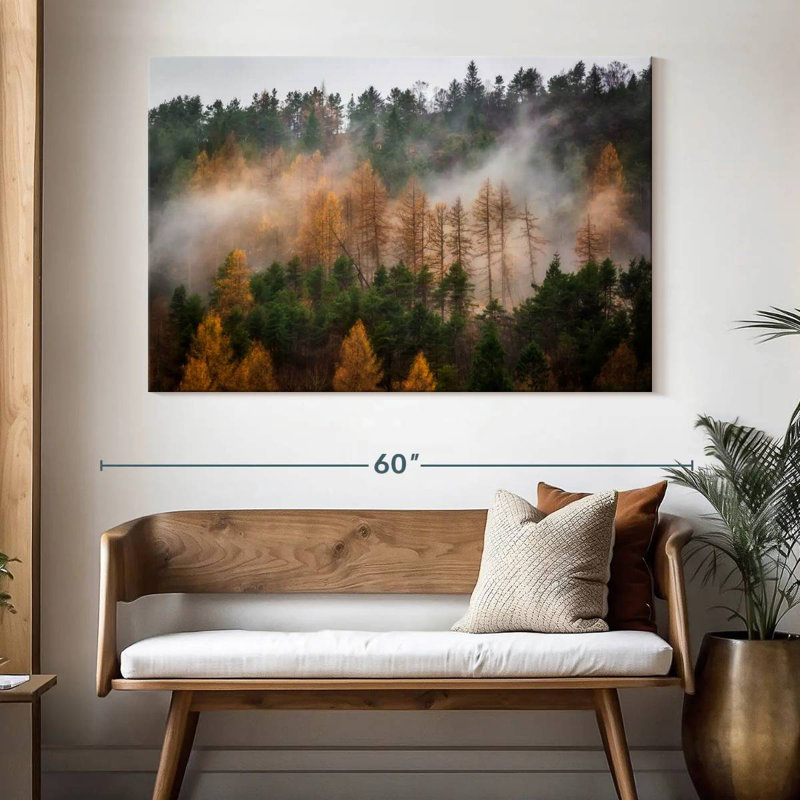 Alvord Mist Covered Autumn Forest, 34" H x 51" W