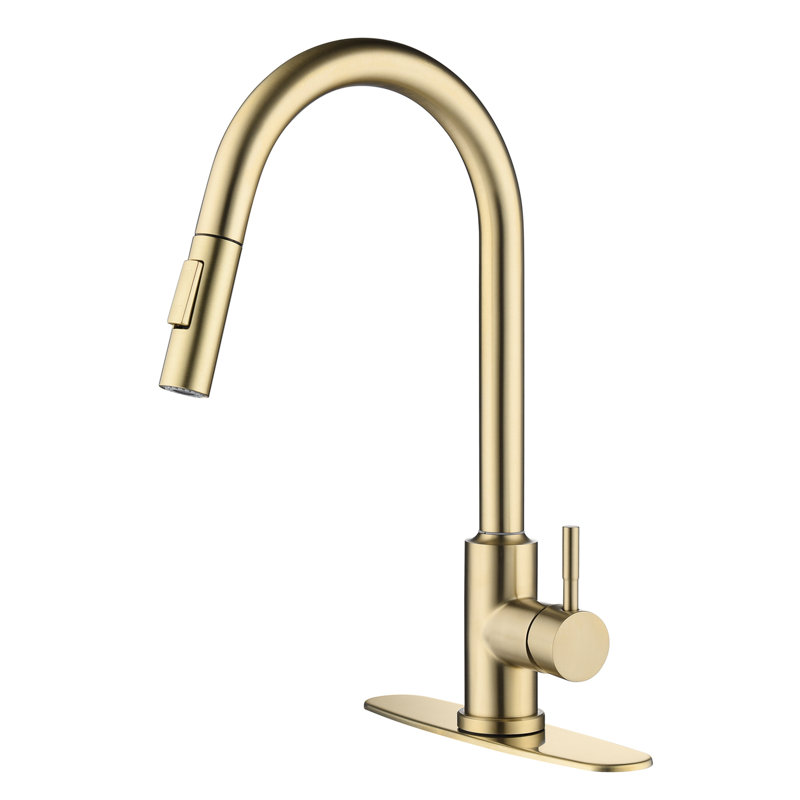Gold Stainless Steel Touch Kitchen Faucet With Pull Down Spray - 360-Degree Rotating For Comprehensive Sink Cleaning, Simple Water Temperature And Flow Management, Corrosion Rust , 15.9 In. Depth,