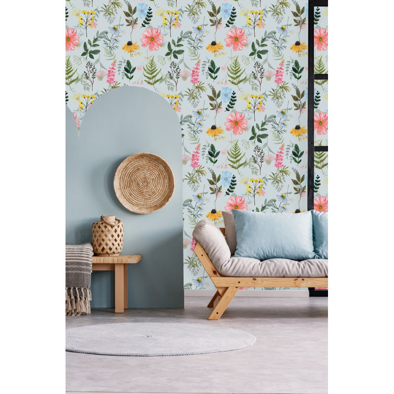 Panneau de papier peint floral, L 2,08 pi x L 10,42 pi
