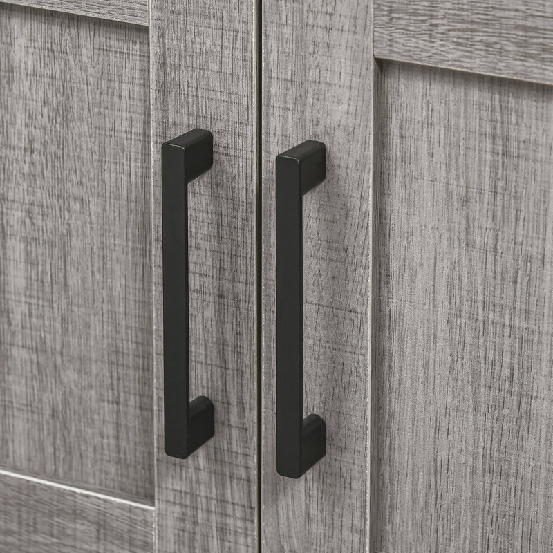 Rangement fonctionnel pour lavabo de salle de bain avec 2 portes et tablette, unité ouverte grise tendance