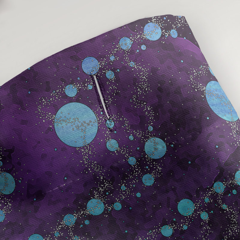 Rideau simple en planètes et étoiles, Mauve / Bleu