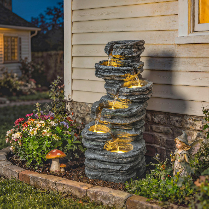 Outdoor Fountain with Lights