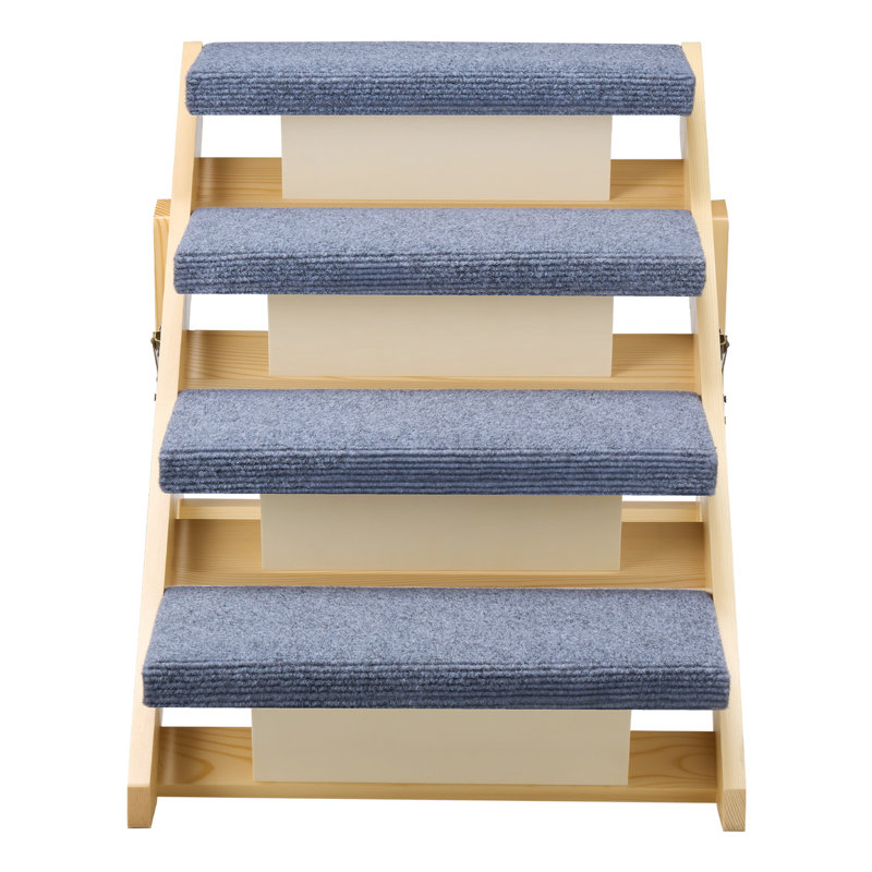 Escaliers en bois pour animaux de compagnie pour 4 personnes, charge de 150 lb, pliable et confortable