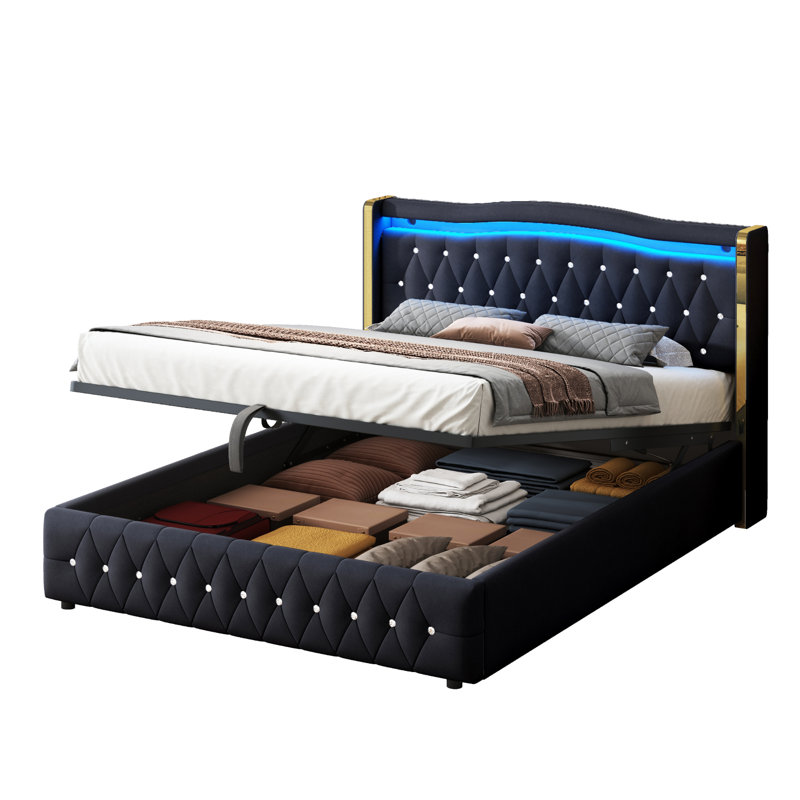 Danayjah Upholstered Bed, 160 x 220cm, in Grey