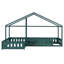 Lit simple en bois en forme de L avec garde-corps de sécurité, base de lit moderne, vert foncé