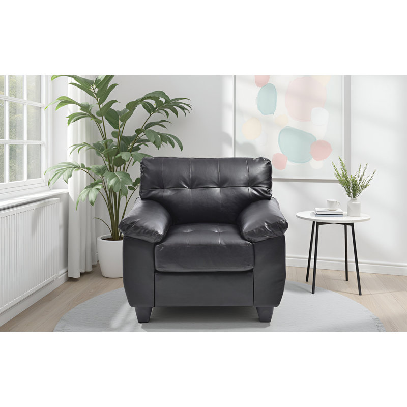 Chaise en similicuir Rimouski, Similicuir noir
