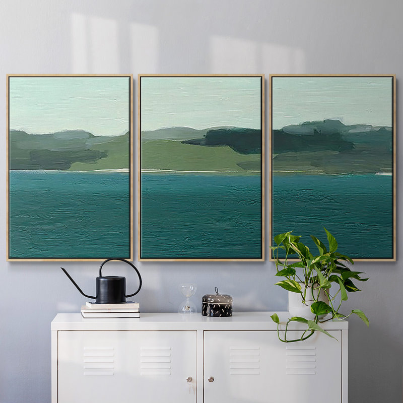 «Calming Lake View I», 3 pièces, Naturel, H 36 po x l 75 po x P 2 po