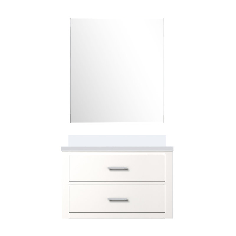 Castor 30 in W x 22 in D Single Bath Vanity and 28 in Mirror, White, White Quartz