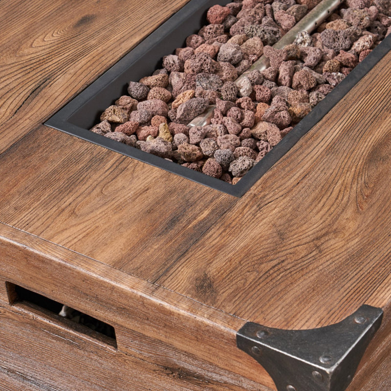 Table de feu d'extérieur en béton pour patio (couvercle de réservoir non inclus)
