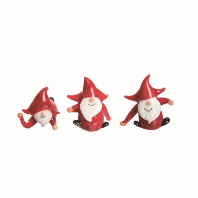  Ensemble de 3 décorations de Noël gnome en verre