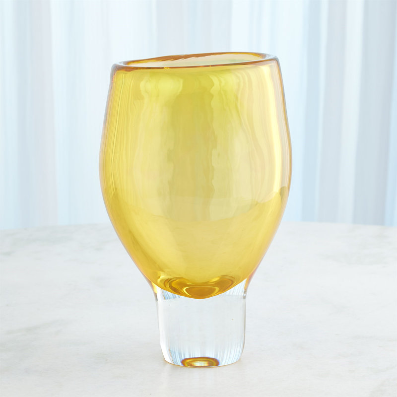 Vase-Amber-Lg, 15" H x 8.5" W x 5" D