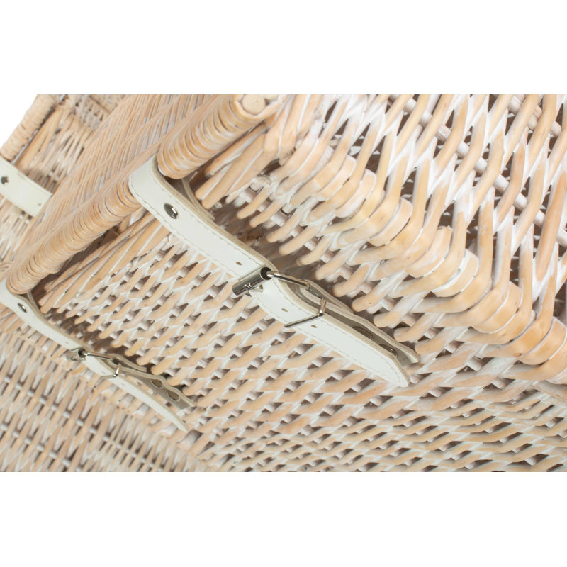 Wicker 2 Piece Vintner Storage Hamper Basket Set, White Wash