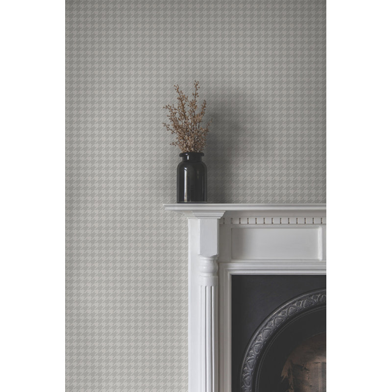 Watson Dark Grey Houndstooth Wallpaper, Gray
