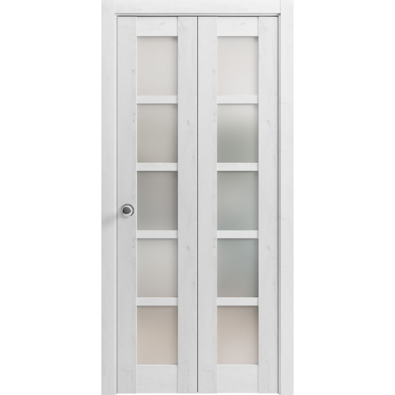 Porte pliante à panneaux en bois Quadro, 60 po x 80 po, Blanc nordique