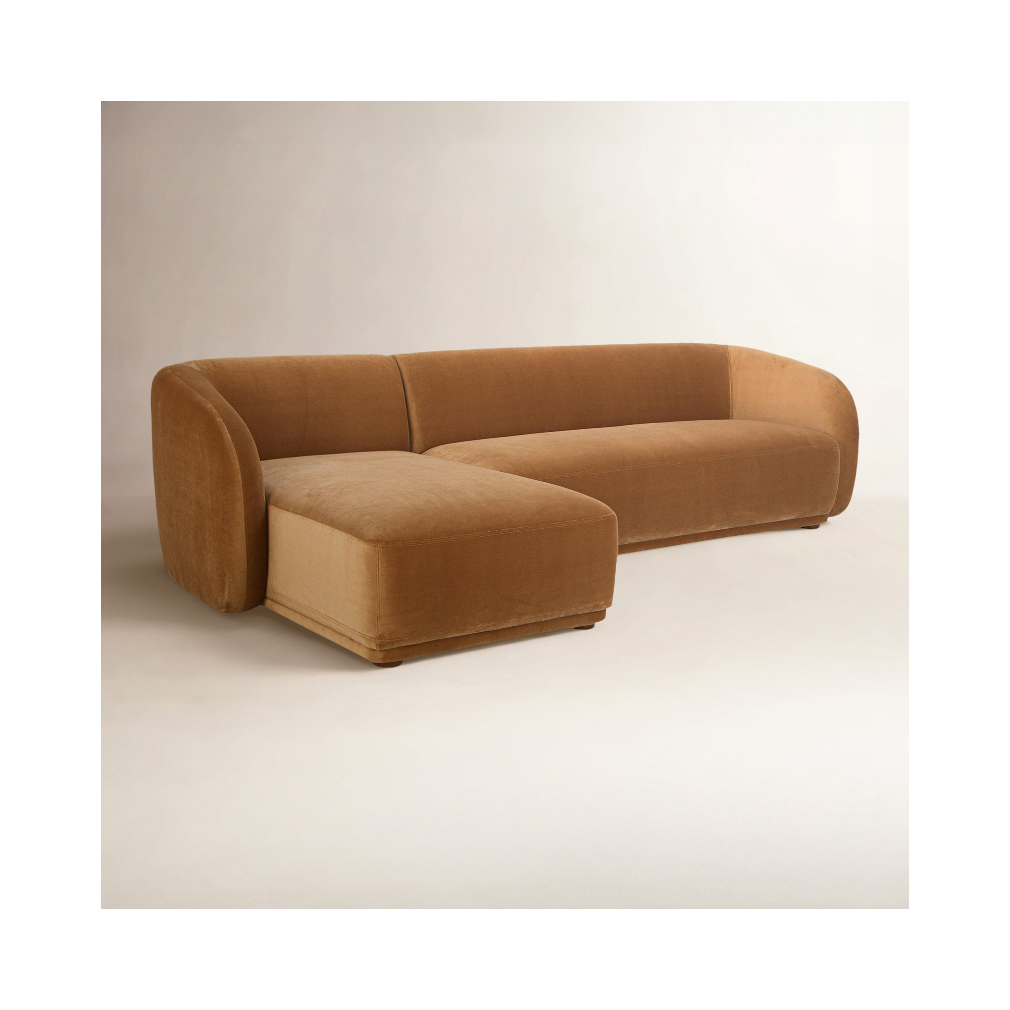 Penelope 2-Piece Upholstered Sectional , Right Hand Facing, Camel Faux Mohair