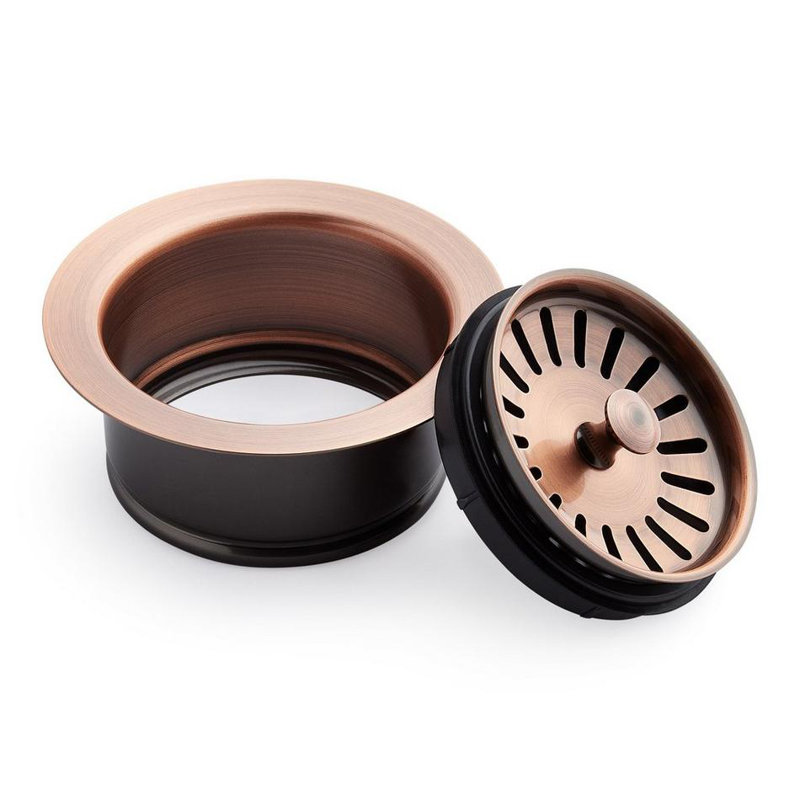 4-1/2" Garbage Disposal Flange with Stopper, Satin Copper