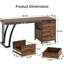 Bureau d'ordinateur spacieux avec poste d'écriture élégant - Espace de travail moderne en forme de L pour la maison / le bureau, conception multifonctionnelle durable