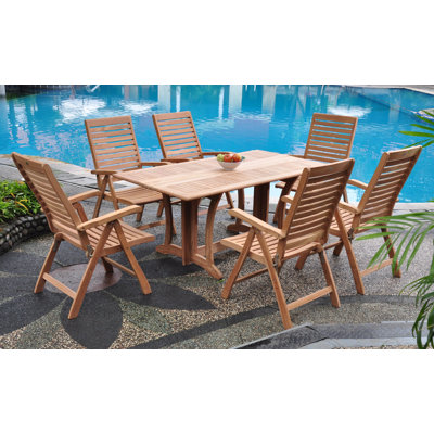 Stephon Outdoor 7 - Piece Teak Dining Set