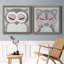 Chouette - ensemble de 2 peintures sur toile encadrées-177496409-177496414