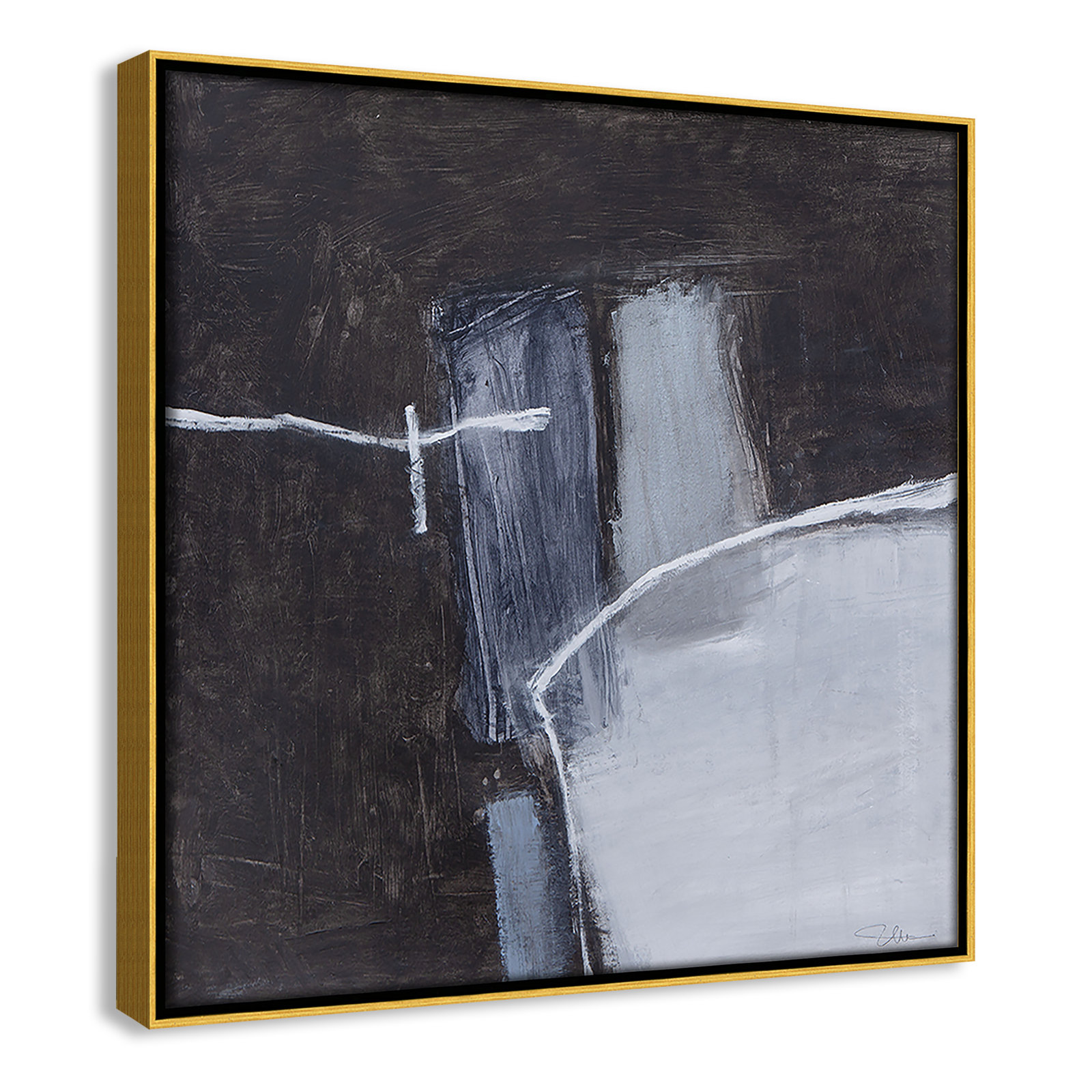Graphite Gemstones Collection "Graphite Gemstones I" Print, 13.5" H x 13.5" W, Gold