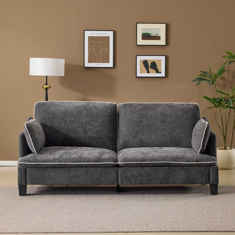 Canapé à 2 places en mélange de lin l 83,86 po , Gris