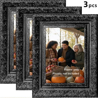 Cadre photo décoratif noir 3 pièces 5 "x 7" avec galerie