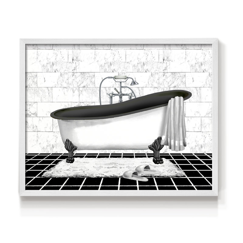 Modern Bath II -Framed Print - Restickable, H 8 po x l 10 po, Blanc
