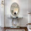 Console, miroir en forme d'olive, diamant concassé pour le couloir - argent