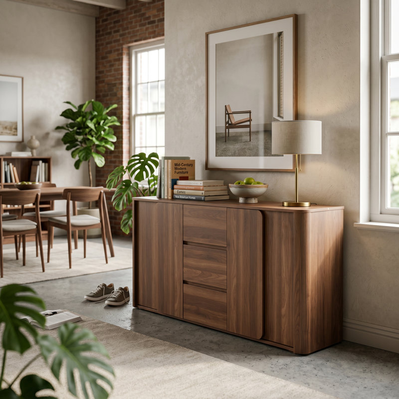 Buffet 78,7 po avec 4 portes et 3 tiroirs
